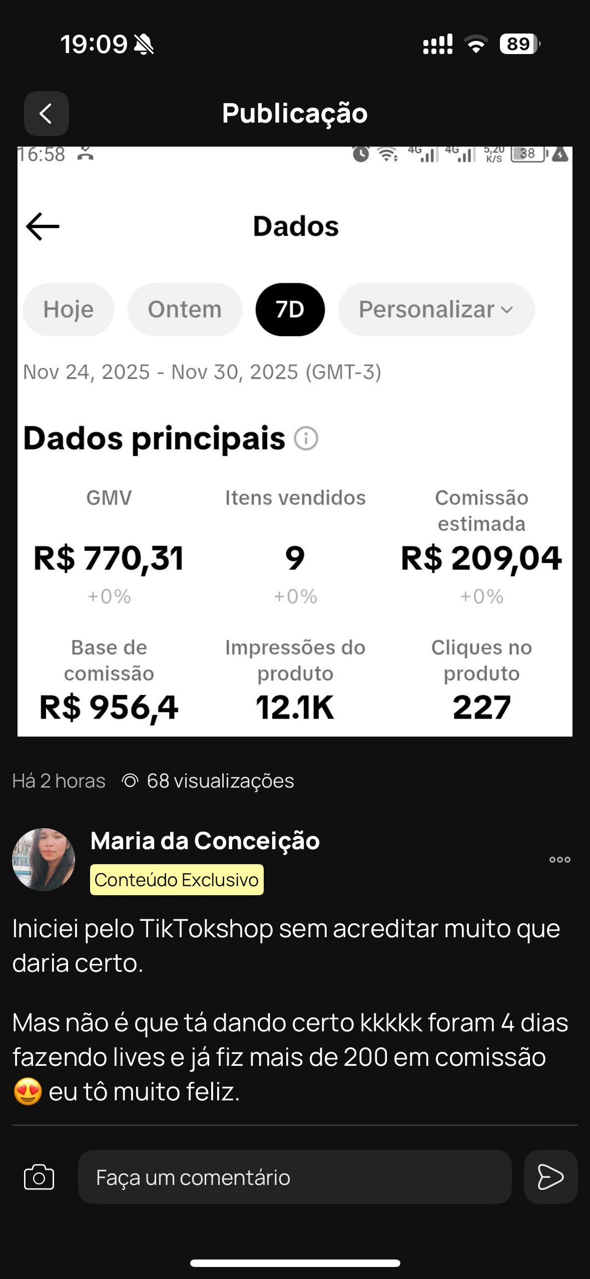 Resultado real de cliente Tokfy