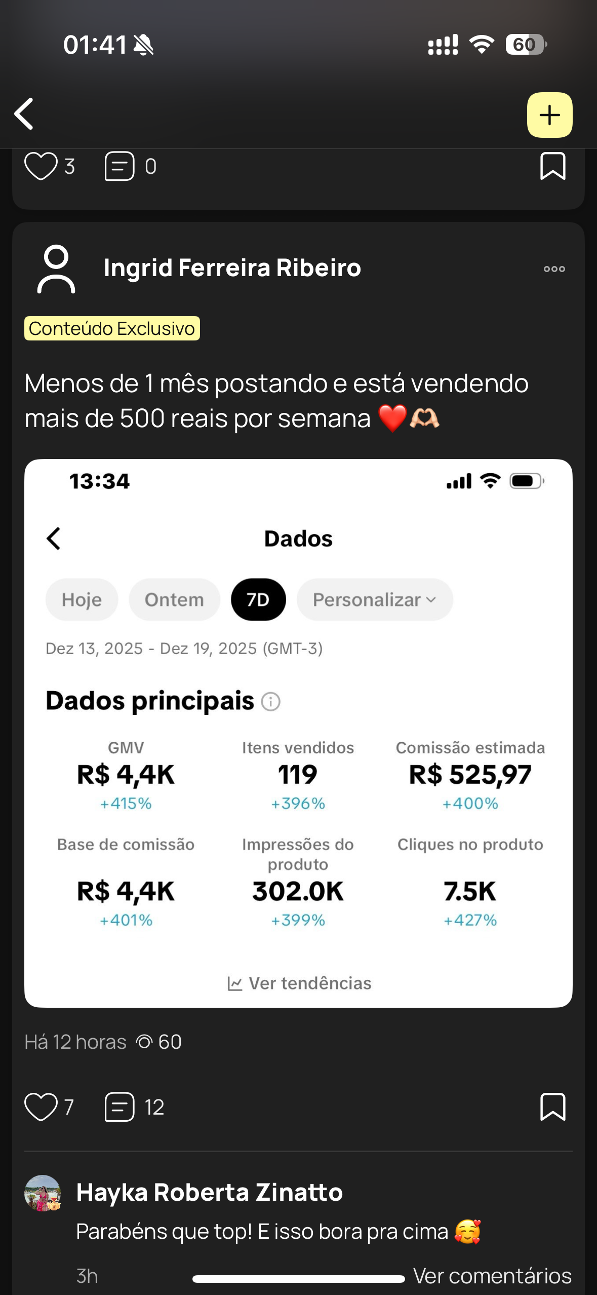 Resultado real de cliente Tokfy